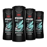 AXE Sage & Cedarwood Body Wash Apollo 4 Count for Long Lasting Freshness Men's Body Wash with Odor-Busting Prebiotics 16 oz