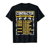 Contractor Hourly Rate Price Chart Funny Construction Work T-Shirt