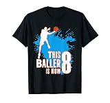 8th Birthday Basketball Gift - Boys This Baller Is Now 8 T-Shirt