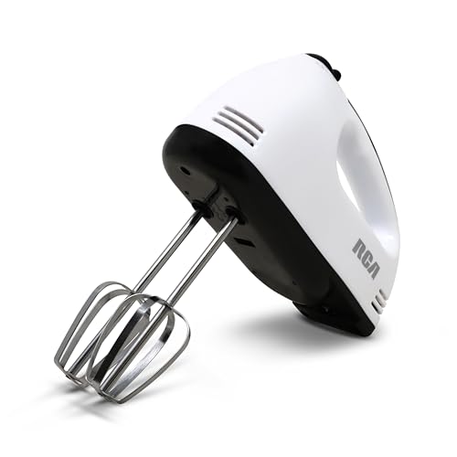 RCA Batidora de Mano RC-093 con 7 Velocidades, Motor de 100 W, Accesorios de Acero Inoxidable, Diseño Compacto, Portátil y Ligero, Ideal para Repostería, Mezclar Masa y Preparación de Alimentos.