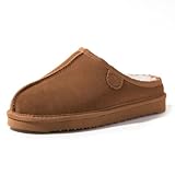 Fireside By Dearfoams Mens Grafton Genuine Shearling Indoor/Outdoor Clog Slipper, Chestnut, 12 US