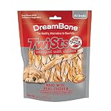 DreamBone Chicken Wrapped Twist Stick Dog Treats, Daily Rawhide-Free Chew, Digests Safely and Completely, With Real Protein, Chicken and Veggies, 50 count