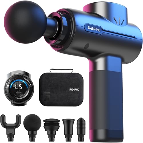 RENPHO Pistola de Masaje Masajeador Muscular Eléctrico de Percusión Massage Gun Pistola Masajeadora Muscular, Espalda Cuello Hombro y relajar el cuerpo, Regalo Para Hombre, Negro