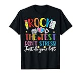 Test Day Rock The Test Teacher Testing Day T-Shirt Small