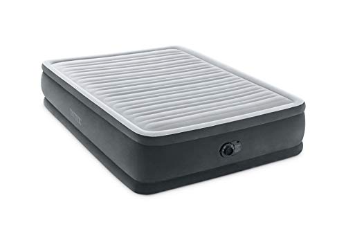 Intex 64413ED Comfort colchón de Aire Elevado de Felpa Dura-Beam con Bomba eléctrica Interna, Altura de la Cama de 18 Pulgadas, Queen