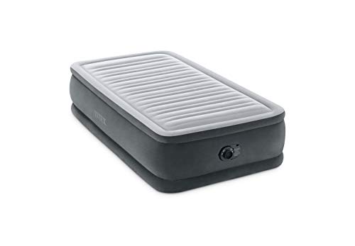 Intex 64411ED Comfort colchón de Aire Elevado de Felpa Dura-Beam con Bomba eléctrica Interna, Altura de la Cama de 18 Pulgadas, Doble