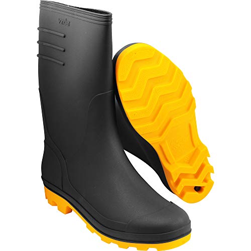 Bota PVC Preta Solado Amarelo 42 Cano Médio