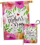 Colorful Happy Mother's Day Garden House Flag - Set Family Mom Mama Grandma Love Flowers Parent Sibling Relatives Grandparent - Decoration Banner Small Yard Gift Double-Sided Made In USA 28 X 40