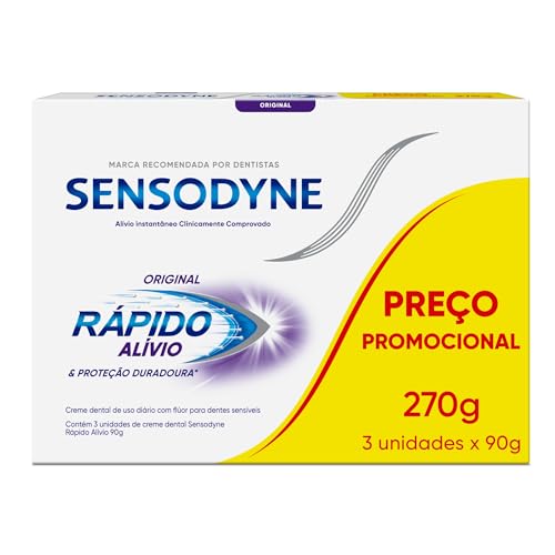 Sensodyne, Creme Dental para Sensibilidade, Alívio Rápido, X3 Unidades, 90g(cada)