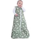 Owlivia Baby Organic Cotton 0.5 TOG Wearable Blanket-Light Sleeping Bag with 2-Way Zipper, Boys Girls Swaddle Transition Sleep Sack(0.5 TOG Feather Green, 18-24 Months)