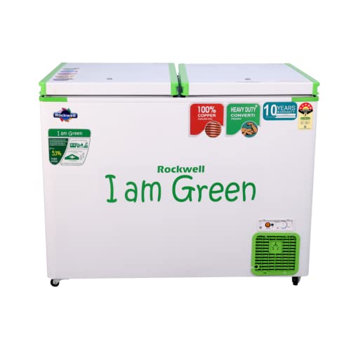 ROCKWELL 350DDUC, 5 Star, Convertible GREEN Double Door Deep Freezer with 10-Year Cooling Coil Warranty