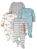 Gerber Baby Boys 4 Pack Sleep N Play Footie Jungle Blue 0 3
