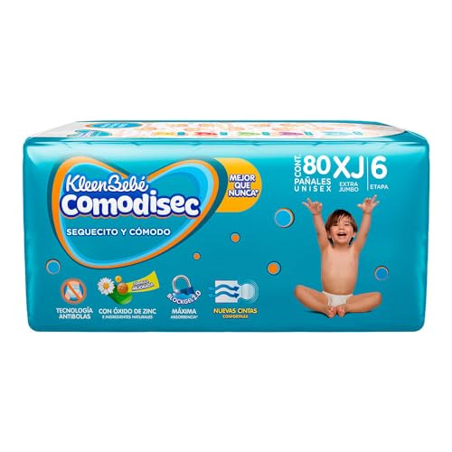 Kleenbebé Comodisec Pañal Para Bebé, Tamaño Extra-jumbo, Unisex, Paquete Con 80 Pañales Desechables