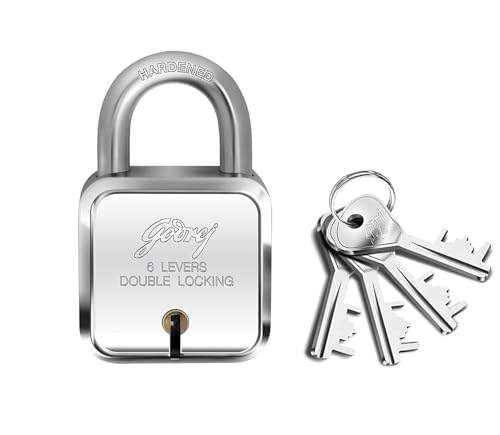 Godrej Locks I Square 6 levers 50mm I 4 Keys I Padlock for Main Door I Gate Lock I Lock for Tool Box