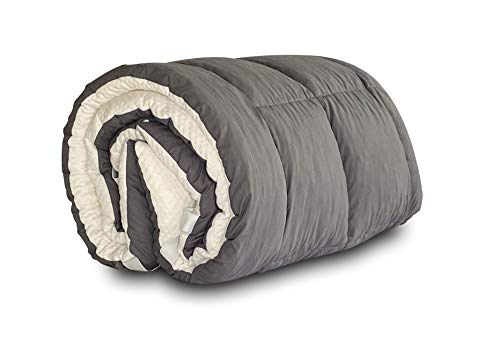 Memory Foam | Colchoneta Cloud Queen Size - Sobrecolchón de - Capitonada con dos vistas fresca/caliente - Blanca/Gris- 100
