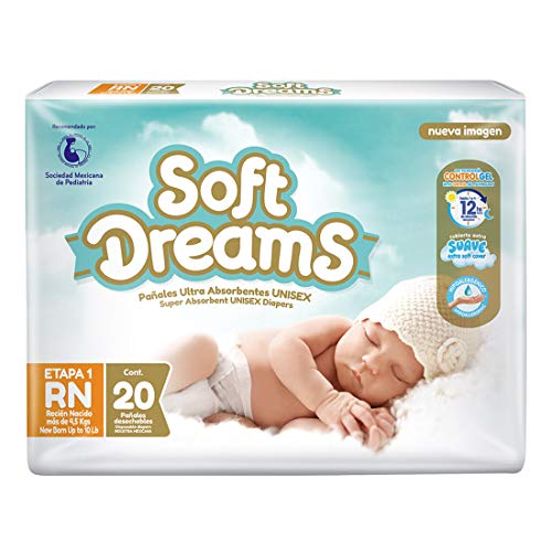 Soft Dreams Pañales Para Bebé Etapa 1 Talla Rn 20 Piezas