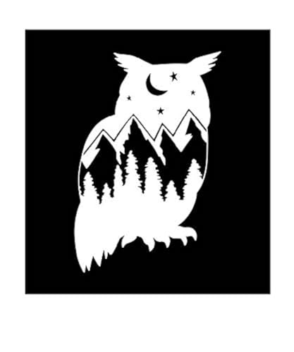 Foxtail Decals Sticker en vinyle Motif hibou Motif montagne Blanc 7,6 x 11,4 cm