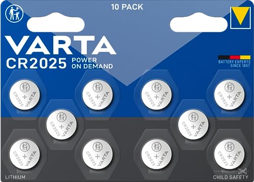 VARTA Batterien Knopfzellen CR2025, 10 Stück, Power on Demand, Lithium, 3V, sich