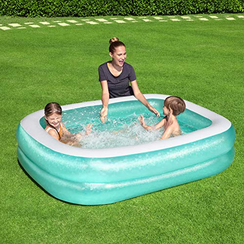 Bestway 54005 Alberca Inflable Rectangular 2.01x1.5X.51cm 2 Anillos Lisa, Verde