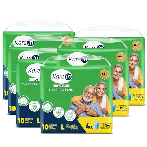 Karein Classic Adult Diaper Pant L Size, Large, Waist (90-120 cm 35'-47'), 60 Unit, Long Protection Hour