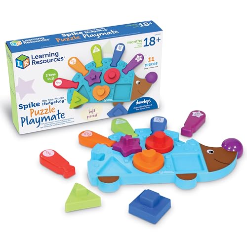 Learning Resources Spike The Fine Motor Hedgehog Puzzle Playmate - 11 Piezas, Edades 18+ Meses Juguetes para Desarrollo Temprano, Juguetes para Motricidad Fina, Juguetes Sensoriales