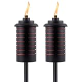 Tiki Metal Black Orange Easy Install Outdoor Torches 2 Pack