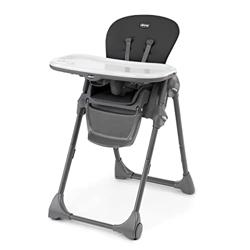 Chicco Polly - Silla alta plegable que ahorra espacio con almohadilla de asiento fácil de limpiar, silla alta para bebés y niños pequeños con reclinación multiposición y ajuste de altura, para niños