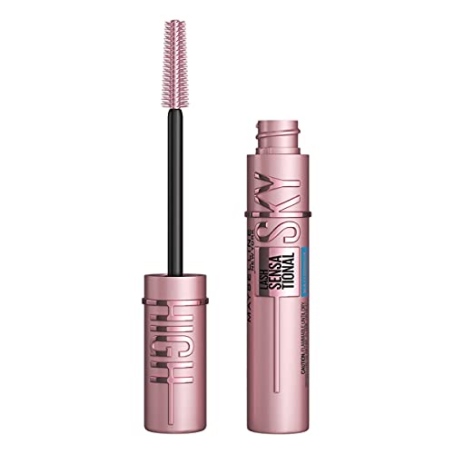 Maybelline Sky High Máscara de Pestañas, Alargamiento y Volumen Hasta por 12 Horas, A Prueba de Agua con Fibras Extensoras y Extracto de Bambú, Tono Negro 6 ml
