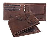 LONDON ALLEY Elk Vintage Brown Leather Wallet For Men, 6 Card Slot, RFID Blocking