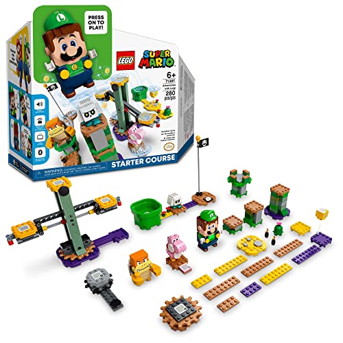 LEGO® Super Mario™ 71387 Recorrido Inicial: Aventuras con Luigi; Regalo para niños; artículo Coleccionable, Juguete Interactivo con Figuras Luigi™, Yoshi Rosa, Bum Bum y más (280 Piezas)