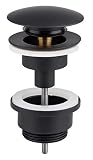 Cornat washbasins-1 1/4 inch Male Thread-Diameter 66 mm-with Push-Open Function pop-up Valve/Sink Drain / T3174211, Black (matt)