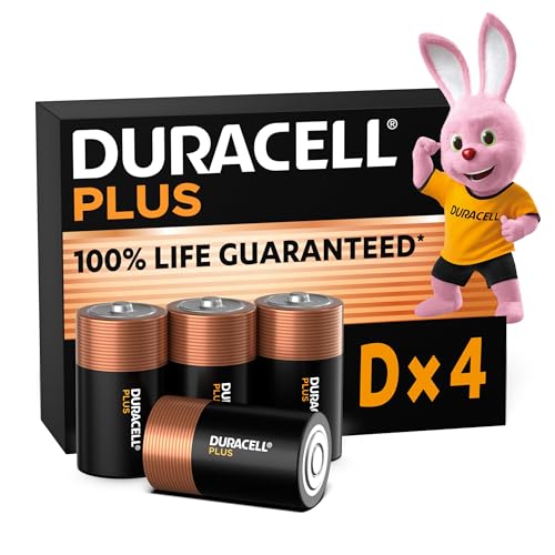 Duracell Plus Piles D (lot de 4) - Alcalines 1,5V - Durée de vie garantie à 100%