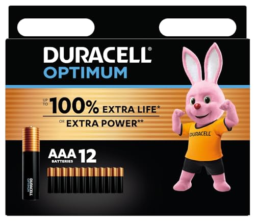 DURACELL Optimum Pilas AAA (Paquete de 12) – Pilas alcalinas 1,5 V – 200 % más d