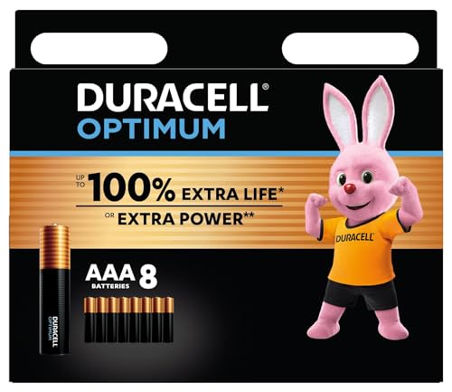 DURACELL Optimum Piles AAA (Lot de 8) – Piles Alcalines 1,5V – +200 % d’actifs P