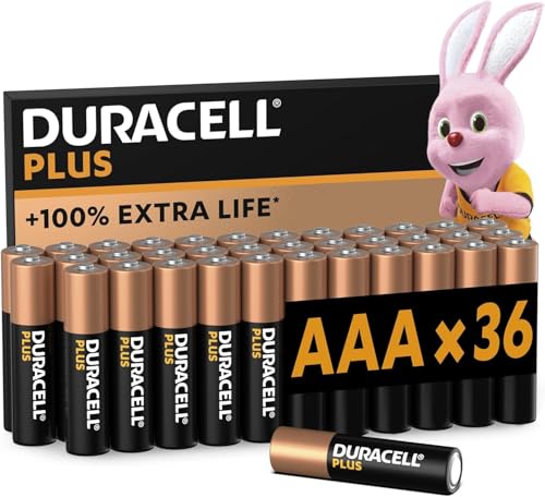 DURACELL Plus Piles AAA (Lot de 36) – Piles Alcalines 1,5 V–Durent jusqu’à 100 %