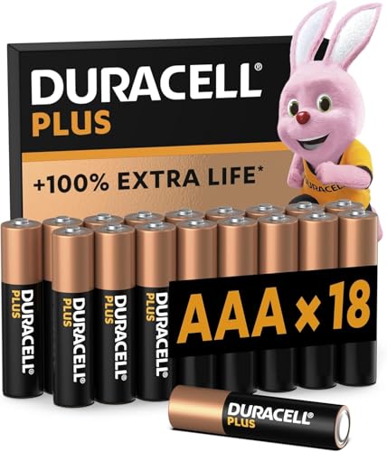 DURACELL Plus Pilas AAA (Paquete de 18) – Pilas alcalinas 1,5 V–Hasta un 100 % d