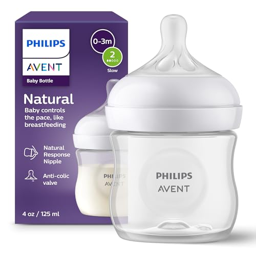 Philips Avent Natural Biberón 4 Oz Pezón Respuesta Natural Flujo Lento