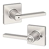 Kwikset Casey Interior Privacy Door Handle with Lock, Door Lever For Bathroom and Bedroom, Satin Nickel Reversible Keyless Turn Lock, with Microban Protection