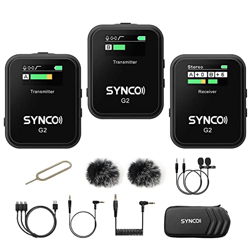 SYNCO Wireless Lavalier-Mikrofon, G2(A2) 2.4G Dual Transmitter 48KHz 24Bit Kabel