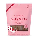 Bocce's Bakery Jerky Stick Dog Treats, Wheat-Free, Made with Limited-Ingredients, Baked in The USA with No Added Salt or Sugar, Natural & High-Protein, Beef & Carrot Recipe, 4 oz