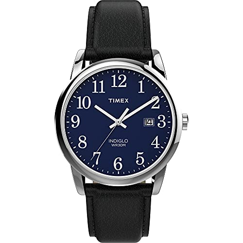 Relógio Masculino Timex Easy Reader Indiglo Preto/Prata - Leather Band