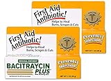 Bacitraycin Plus First Aid Antibiotic Ointment, Wound Healing Ointment for Minor Cuts, Scrapes and Burns, with Bacitracin Zinc and Moisturizing Aloe Vera, Original, 1 oz, 2 Pack