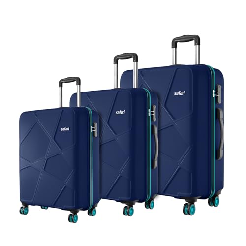 Safari Polypropylene Spinner Pentagon Pro 8 Wheels Set Of 3 (Cabin + Medium + Large) Trolley Bags, Hard Case