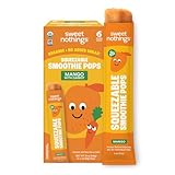 Sweet Nothings, Mango, USDA Organic Kids' Squeezable Super Fruit Smoothie Pops, Pack of 6 - Dye-Free, No Added Sugar, Dairy-Free, Vegan, Healthy Organic Fruit and Veggie Pops