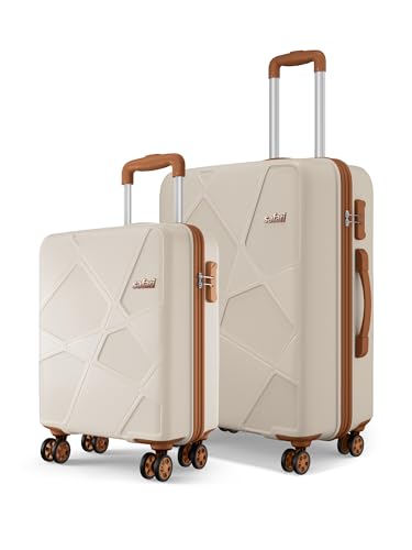 Safari Pentagon Pro 8 Wheels Set of 2, (Cabin + Medium) Trolley Bag, Hard Case Polypropylene, 360º Wheeling Luggage