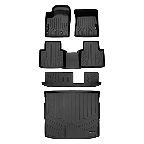 SMARTLINER Custom Fit Floor Mats 3 Rows and Cargo Liner Behind 2nd Row Set Compa