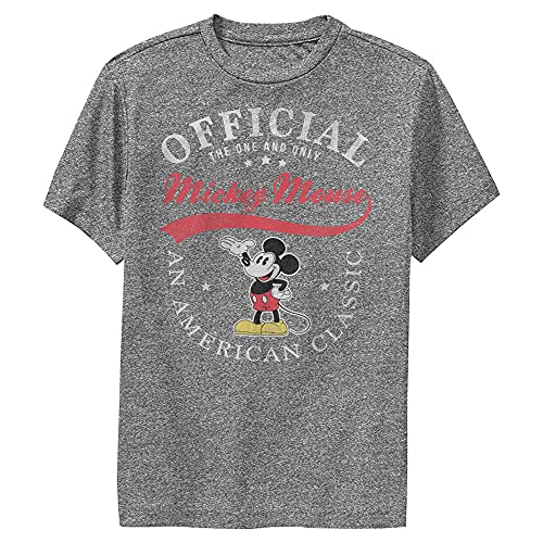 Disney Characters Classic Mickey Boy's Performance Tee, Charcoal Heather, X-Larg