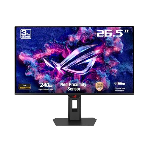 ROG Strix XG27AQDMES Gaming-Monitor (27 Zoll (26,5 Zoll sichtbar) 1440p QD-OLED, 240 Hz, 0,03ms, Neo Proximity Sensor, ASUS OLED Care Pro, G-SYNC kompatibel, 99% DCI-P3, DisplayWidget Center)