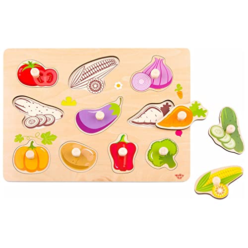 Tooky Toy Rompecabezas de Madera para Niños Didactico, Verduras, 11 Piezas De Material De Alta Calidad, Regalo para Niños