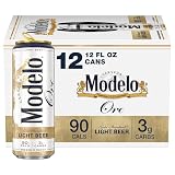 Modelo Oro Lower Calorie* Light Beer, 12 pk, 12 fl oz Cans, 4.0% ABV